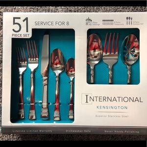 51 piece stainless steel flatware set.